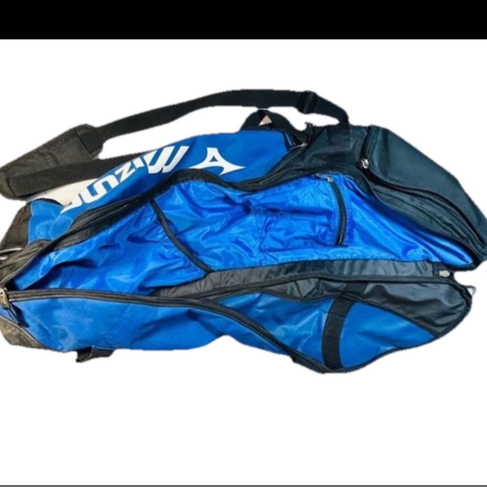Mizuno Premier Bat Bag Baseball /Softball Blue & Black -34” w/Shoulder Strap